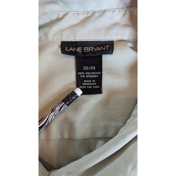 Lane Bryant Size 22/24 Sage Green Button Down Long Sleeve Blouse Top Quick Dry - Picture 3 of 7